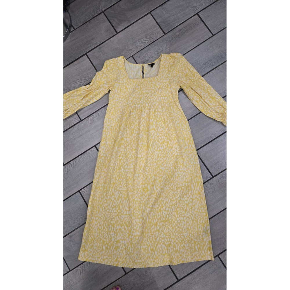 Who What Wear Yellow Animal Print Square Neck Empire Waist Midi Dress Small